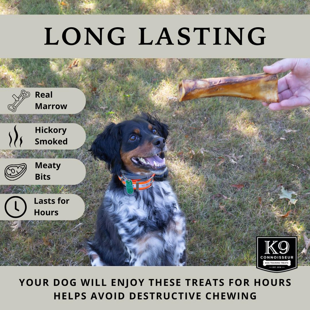 K9 Connoisseur beef marrow bones USA-made label highlight.