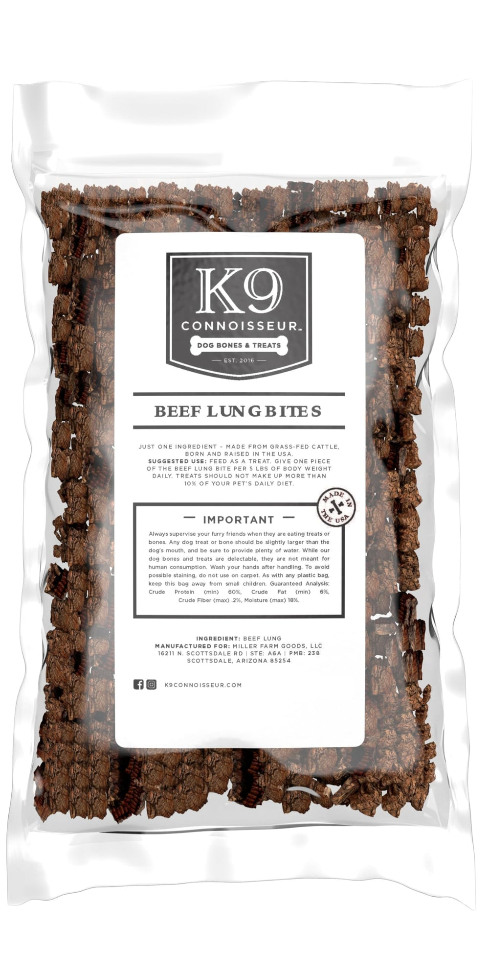 K9 Connoisseur pulmón de res para entrenamiento, refuerzo sabroso.