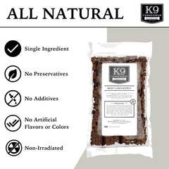 K9 Connoisseur snack sin granos de pulmón, opción natural.