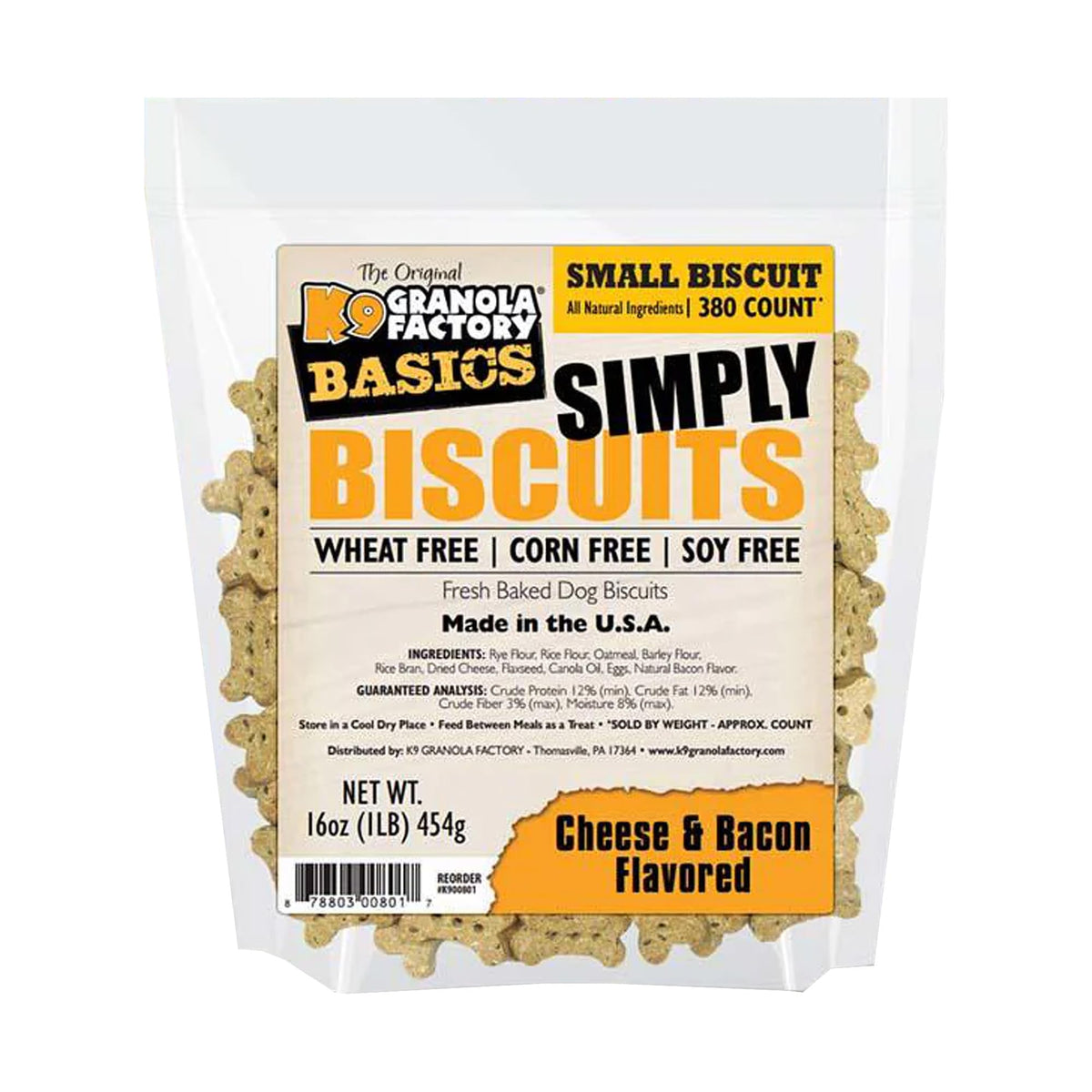 K9 Granola Factory Simply Biscuits Cheese and Bacon small pack—great training reward