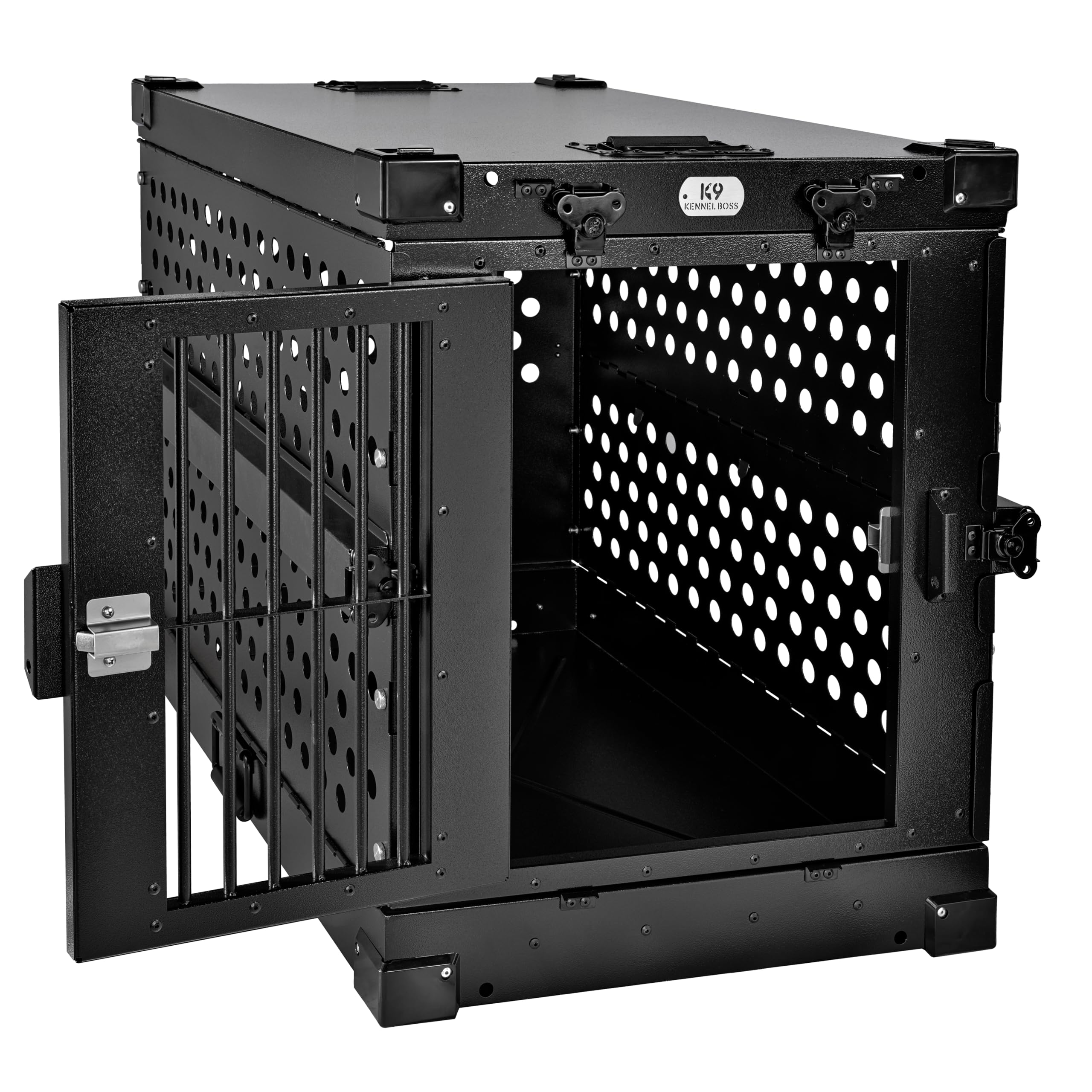 K9 Kennel Boss stacking design enables space-saving multi-dog setups