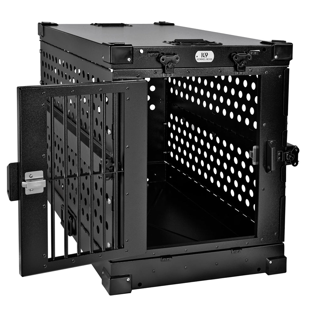 K9 Kennel Boss stacking design enables space-saving multi-dog setups