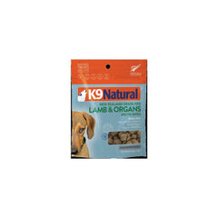 K9 Natural freeze-dried lamb-organ pack shot highlighting high-value, low-calorie rewards for training