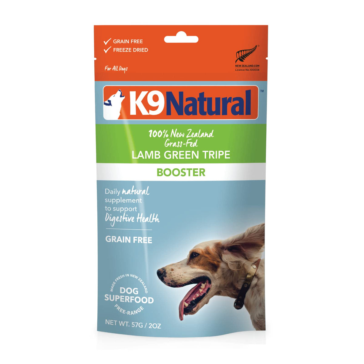 K9 Natural freeze dried topper bottle shows 2oz size for easy dosing