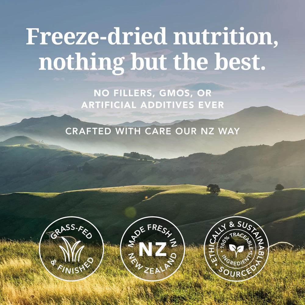 K9 Natural resealable pack keeps freeze-dried beef fresh between uses.