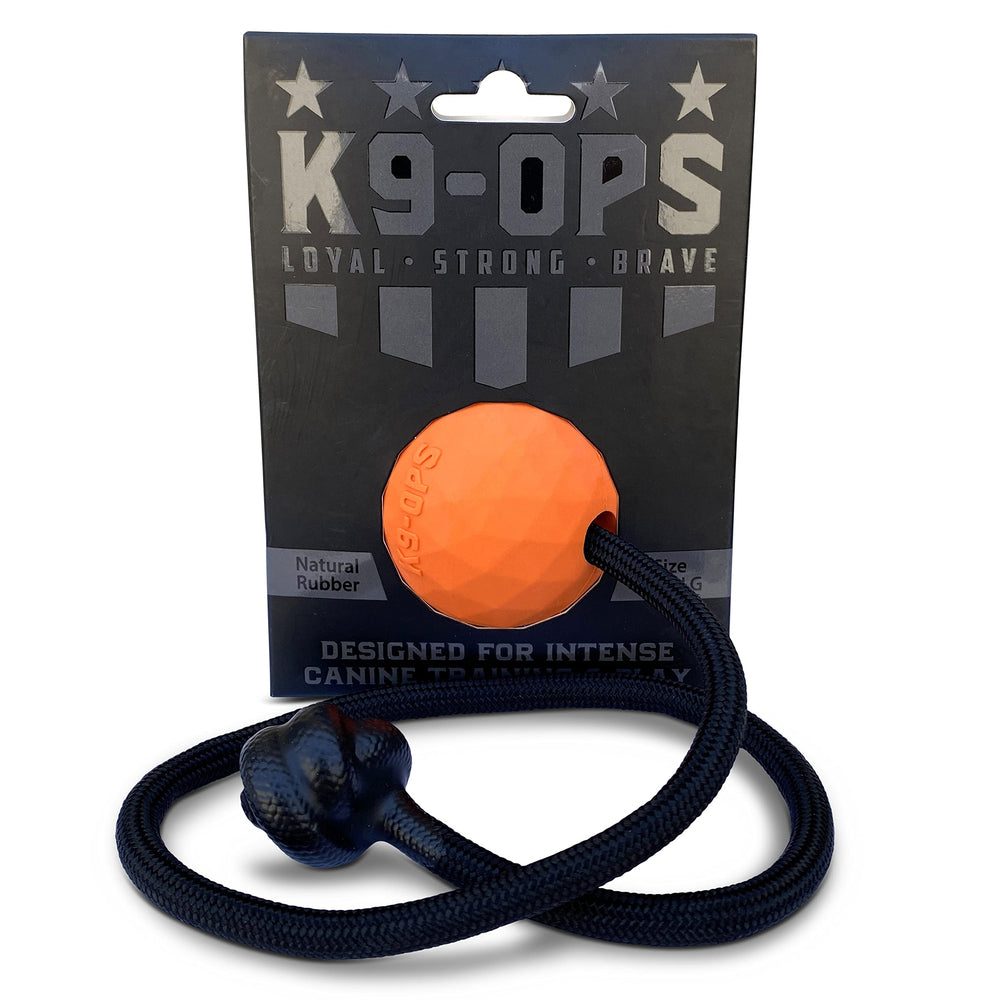 K9 Ops Moki Tug Toy ball hex design aids grip for throwing.