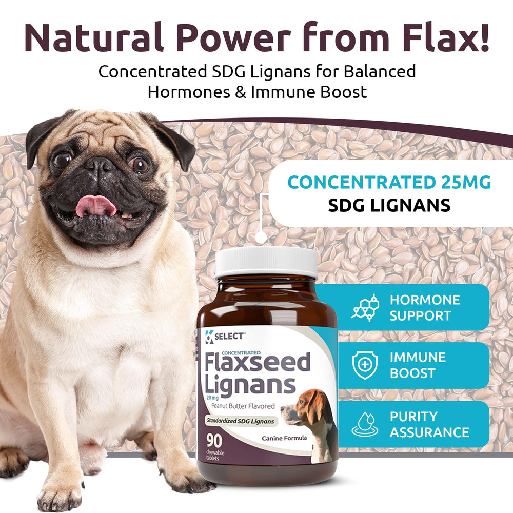 K9 Select concentrated-sdg-20mg-lignan tablet highlighting high lignan content
