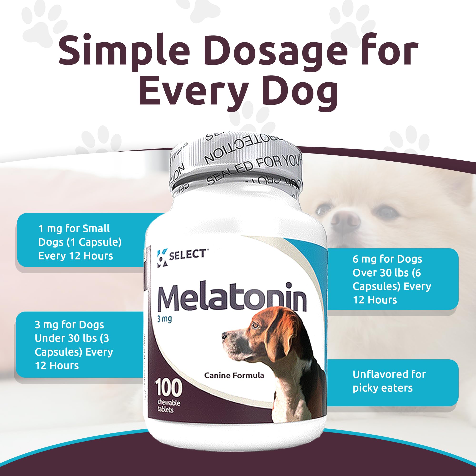 K9 Select Melatonin adrenal-support for dogs promotes natural cortisol balance and calm moments.