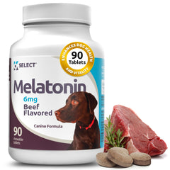 K9 Select melatonin dog sleep chews packaging promotes calm evenings for large dogs.