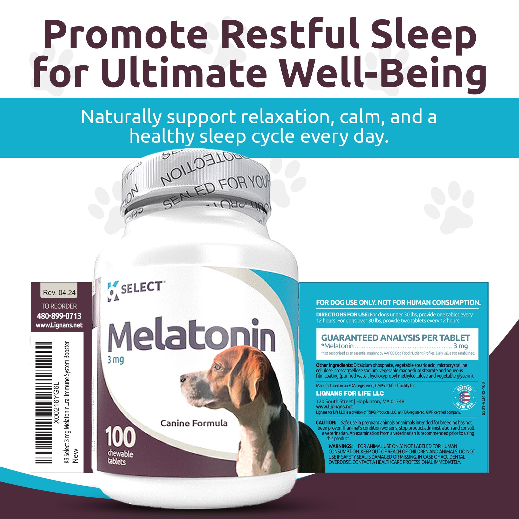 K9 Select Melatonin immune-antioxidant for dogs supports overall wellness and oxidative balance.