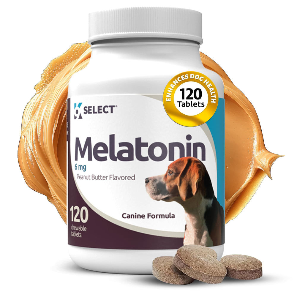 K9 Select melatonin large dogs tablet closeup showing 6 mg dose for calm nights