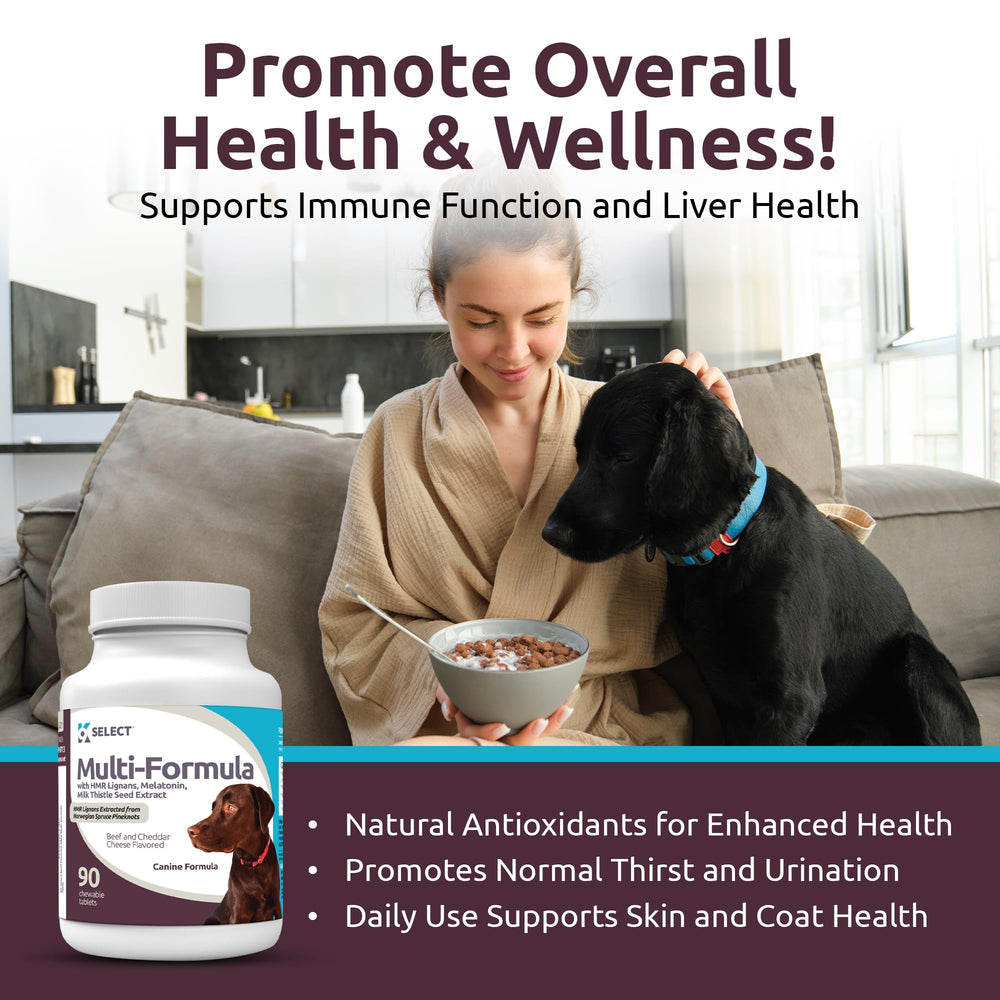 K9 Select Multi-Formula beef-cheddar flavored chew closeup: tasty supplement for liver and immune support.