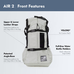 K9 Sport Sack Air 2 medium grey shows tail-friendly angle-base improving comfort on rides.