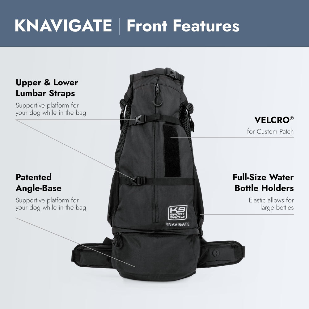 K9 Sport Sack Knavigate hip-belt closeup shows padded comfort for owners.