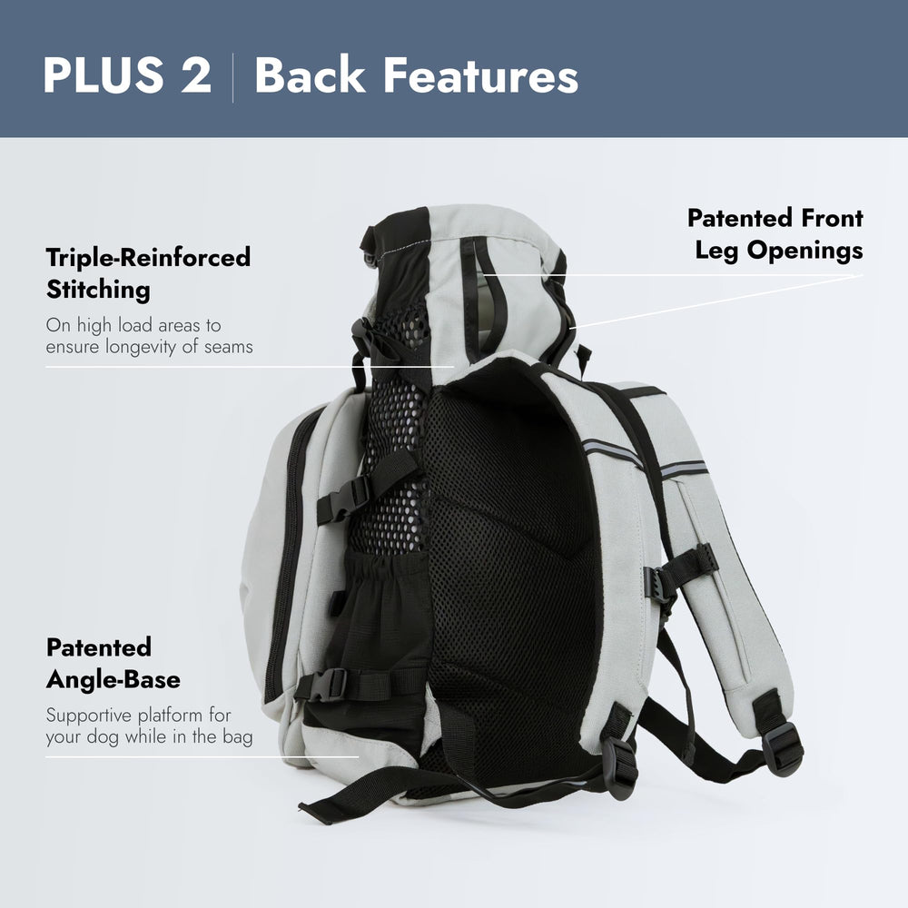 K9 Sport Sack Plus 2 removable storage pack keeps treats and gear organized.