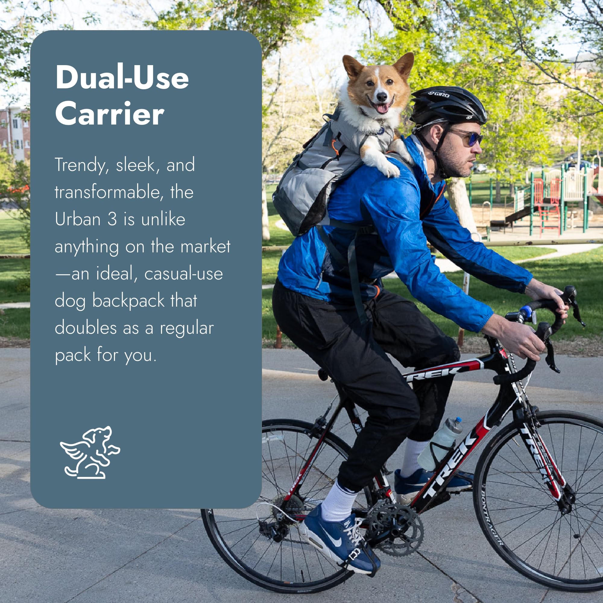 K9 Sport Sack Urban 3 Medium Leafy side-dog-in-pack shows secure, breathable carrier for outdoor adventures.