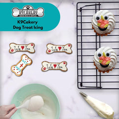 K9Cakery Magifrost icing dry surface demonstrates a durable finish on dog treats.