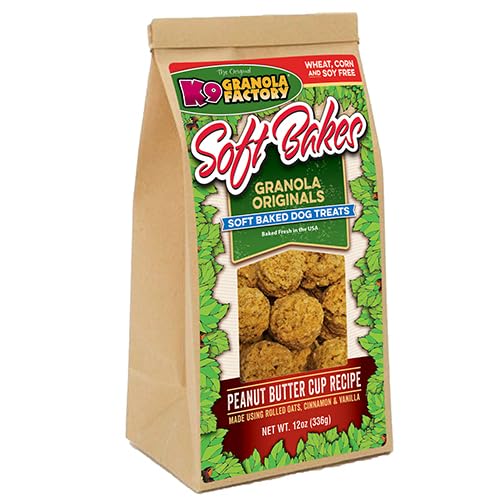 K9 Granola Factory Soft Bakes Peanut Butter Cup texture close-up highlighting soft, easy-to-chew bites.