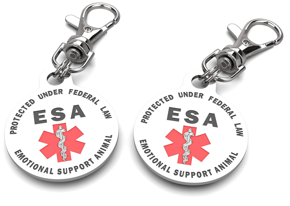 K9 King custom-engraved ESA tag includes pet name and certification details.