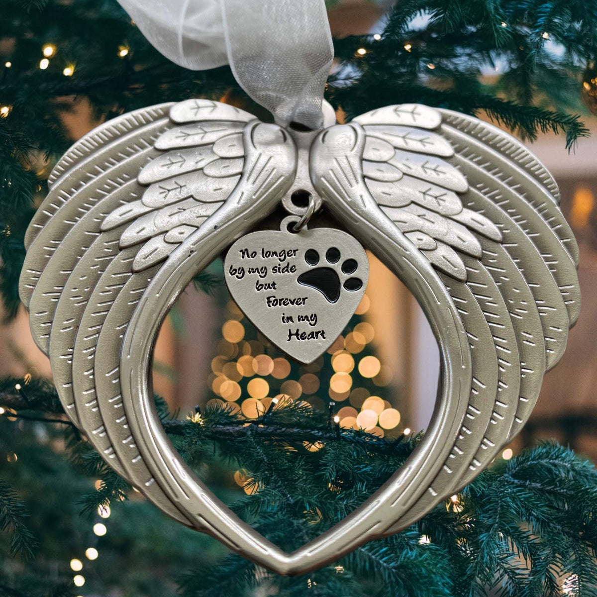 K9King pet memorial ornament with angel wings for cherished memories.