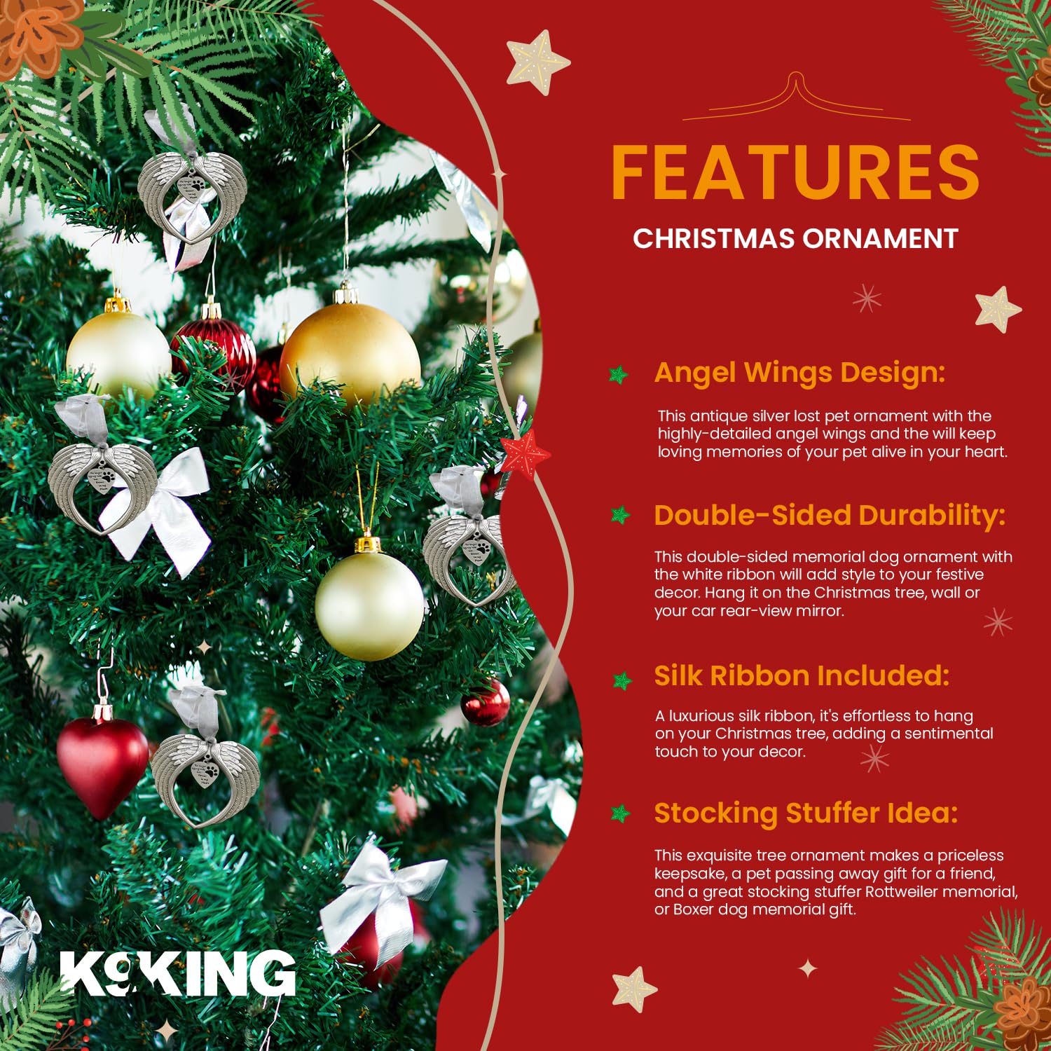K9King red velvet gift pouch makes this ornament ready to give.