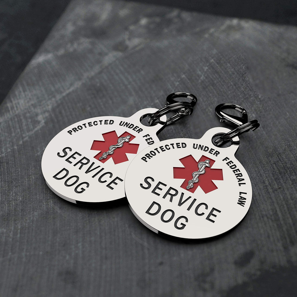 K9King service dog tag displayed on vest for high visibility