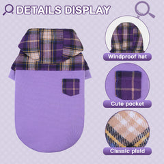 K9meme plaid hoodie on hood and shoulders close-up emphasizes breathable fabrics and fit