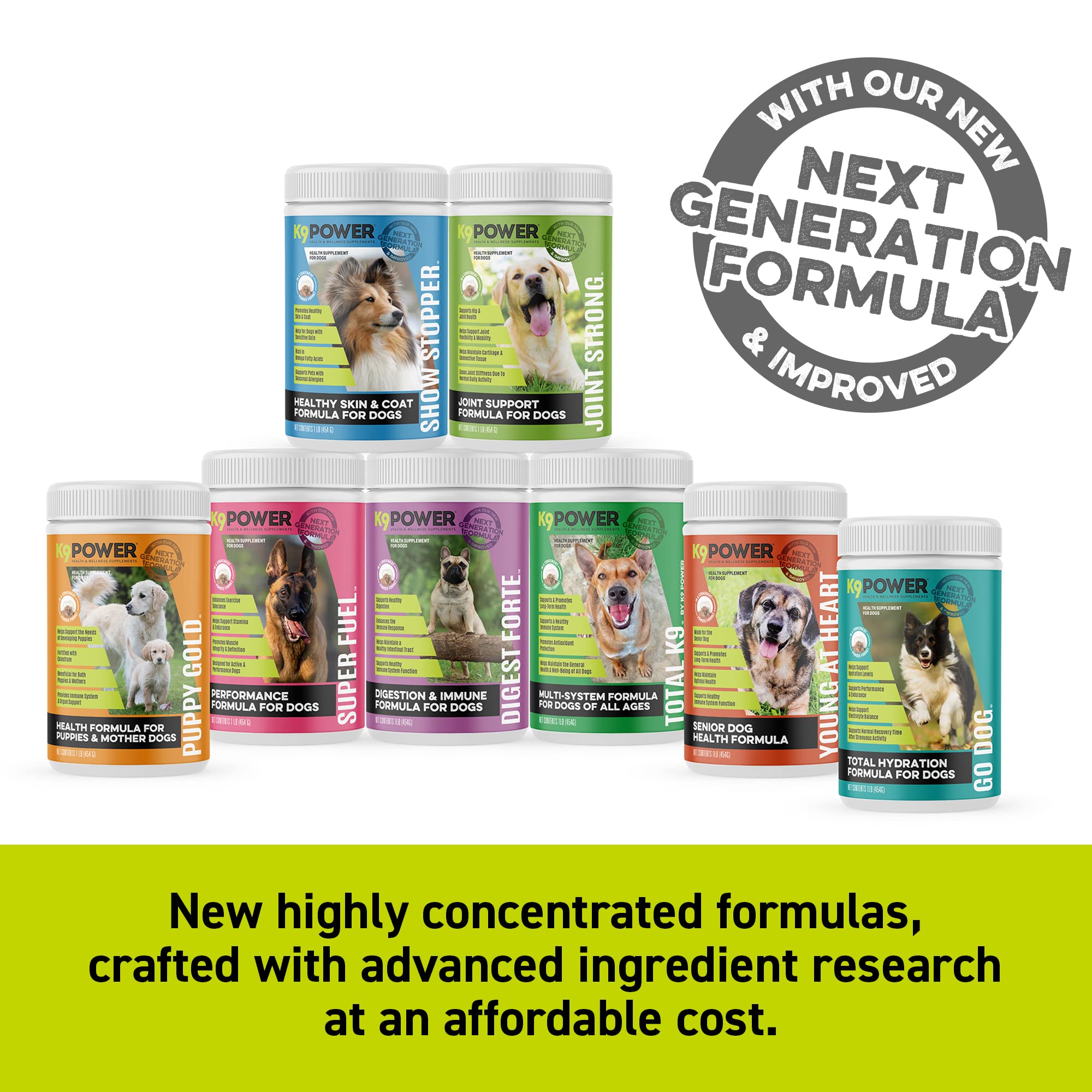 K9Power Go Dog packaging display shows convenient multi-serve packaging.