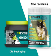 K9Power Go Dog being poured to illustrate electrolyte mix for active dogs.
