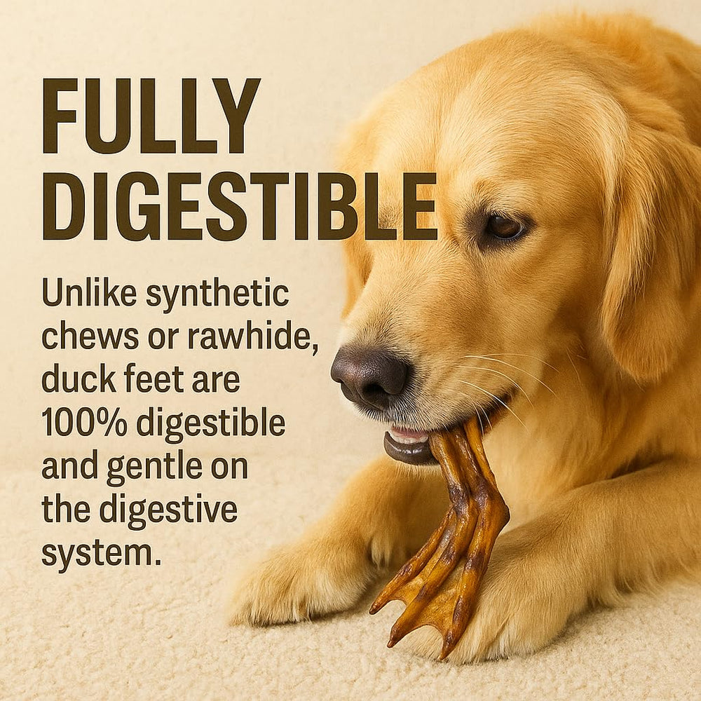 K9warehouse duck feet treats — pack imagery highlighting American-made production and quality ingredients.