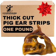 K9warehouse pig ears bulk 1lb bag for training rewards and long-lasting chew.