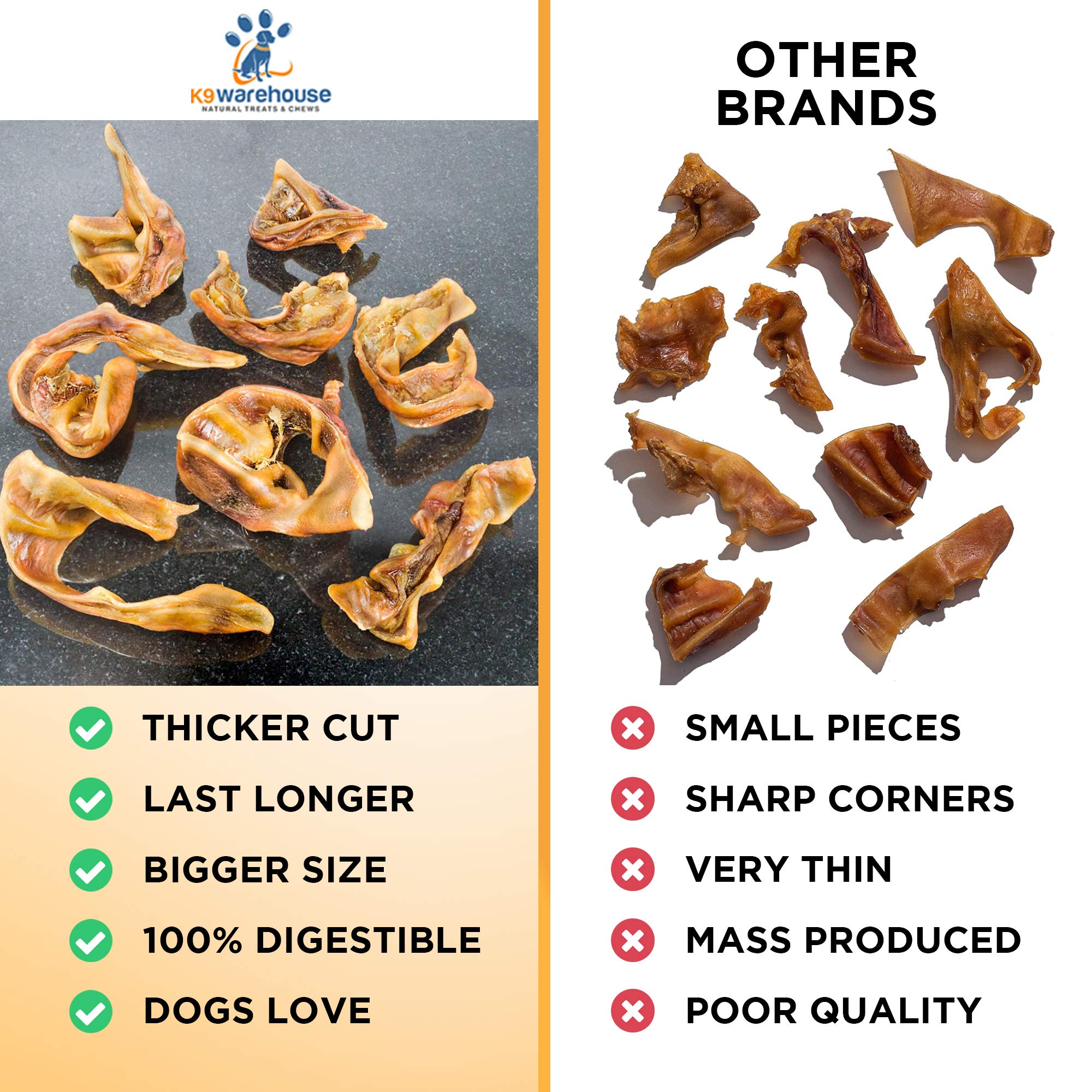 K9warehouse pig ears dental-chews natural—helps reduce surface buildup during chewing.