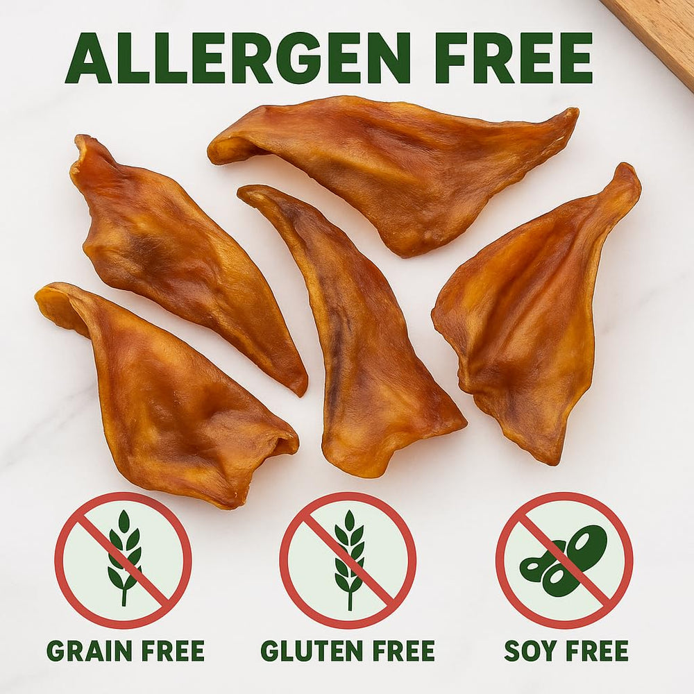 K9warehouse pig ears natural 100-percent pork—simple snack for picky eaters.