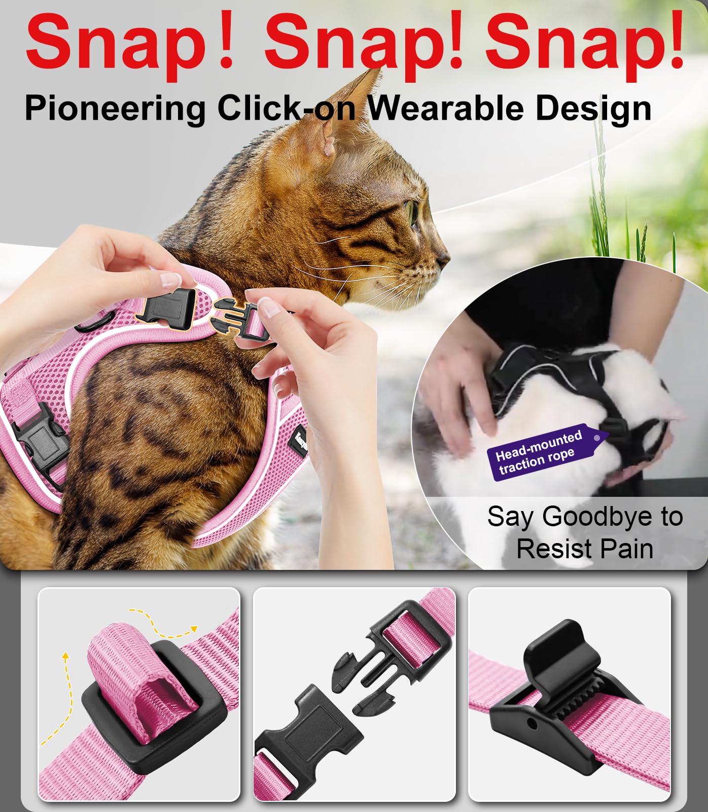 Arnés Kaazylab para gato con cinta reflectiva