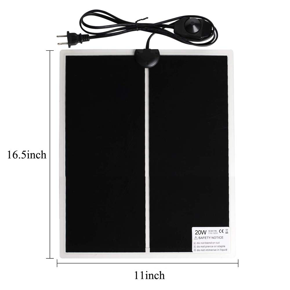 Kabasi 20W reptile heat pad in-use near terrarium