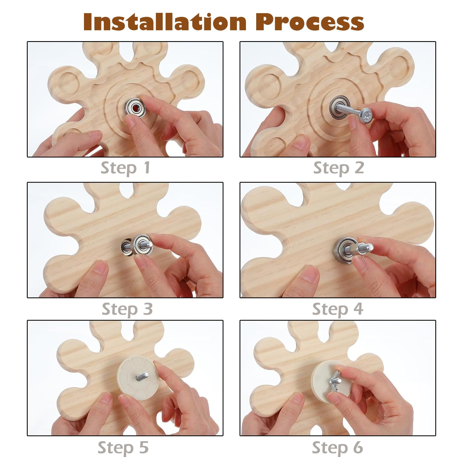 KABASI natural-materials close-up: wood, plastic, stainless steel safe for chewing.