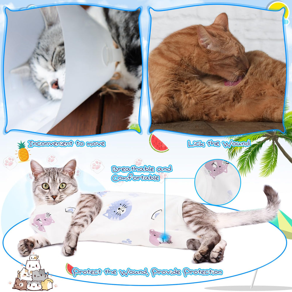 Kacctyen cat recovery suit worn during rest shows comfort and calmness.
