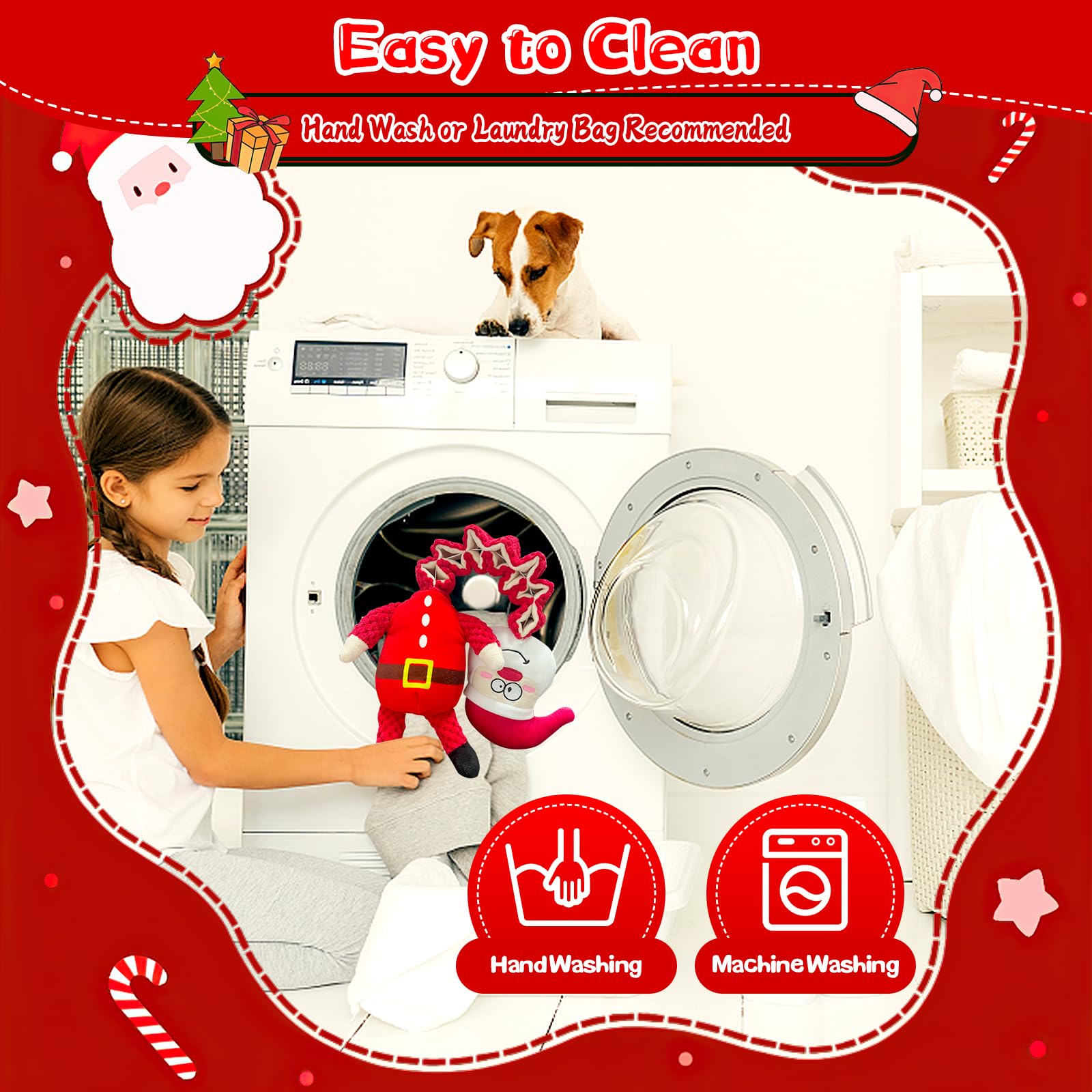 Kachewlulu washable dog toy showing easy cleaning after playtime.