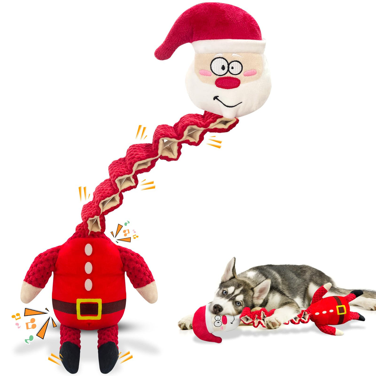 Kachewlulu Christmas squeaky plush dog toy for large dogs, festive play at home.