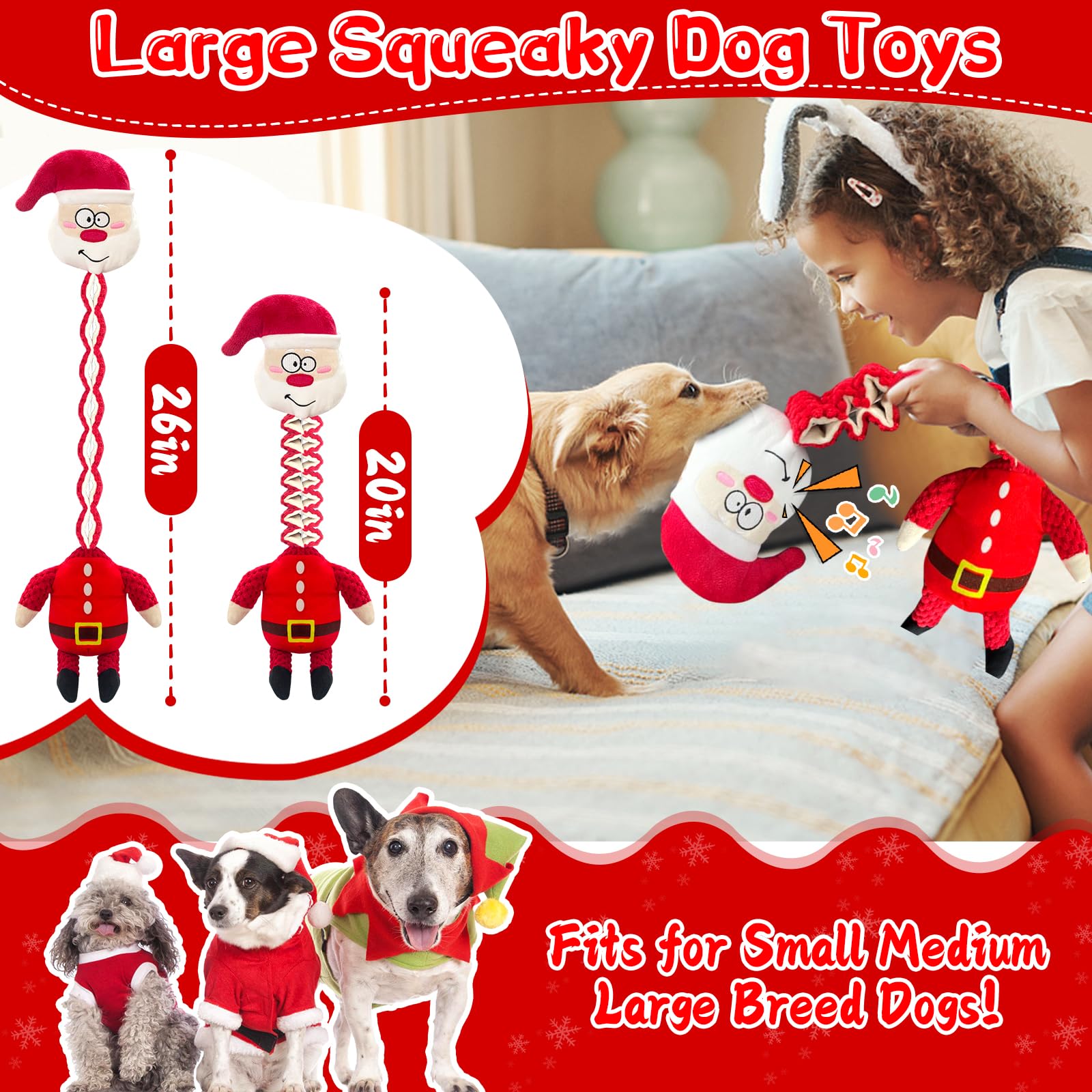Kachewlulu Christmas squeaky plush — close-up of bright colors and soft fabric for cozy chews.