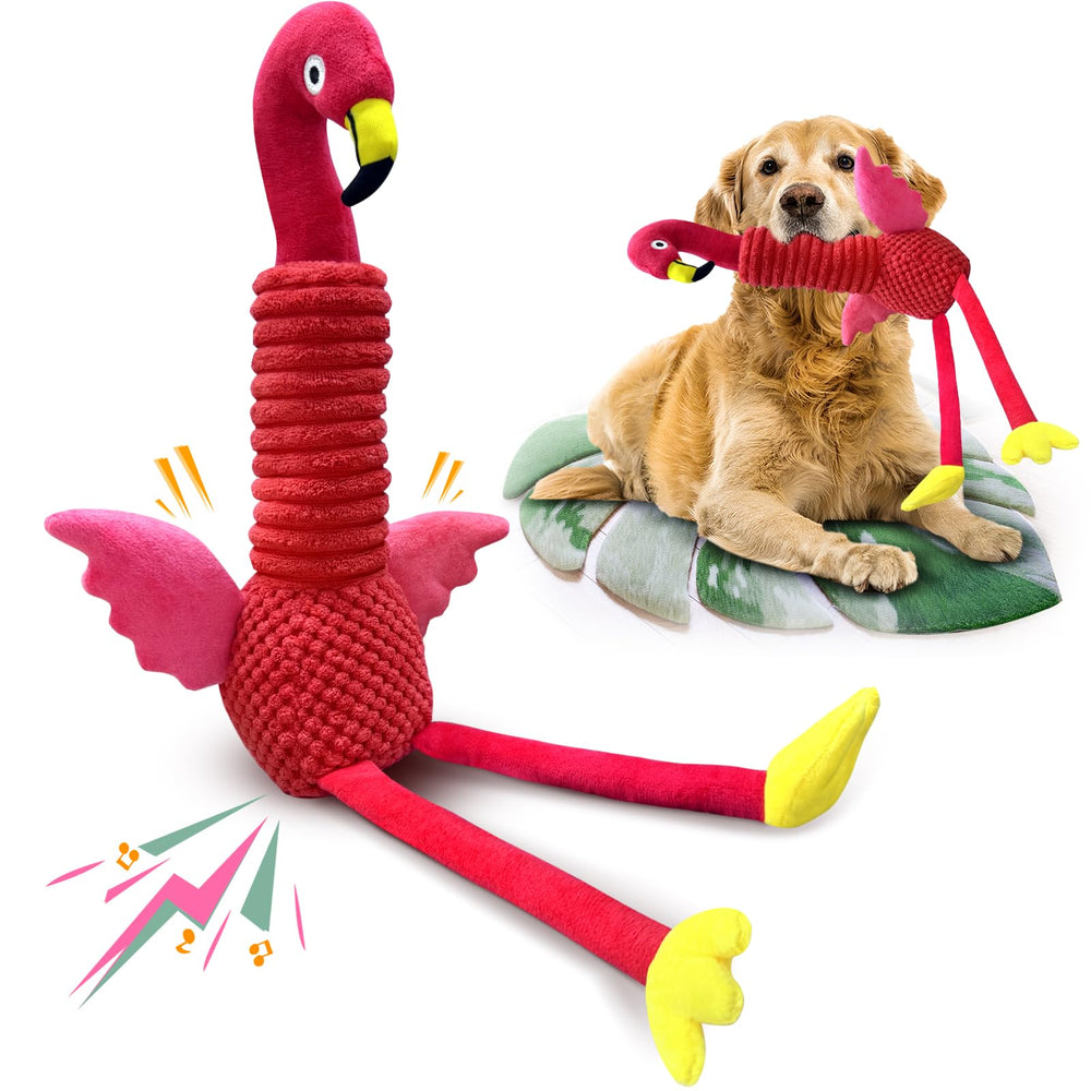 Kachewlulu flamingo-large-dog-toy with warm cuddle for winter companionship