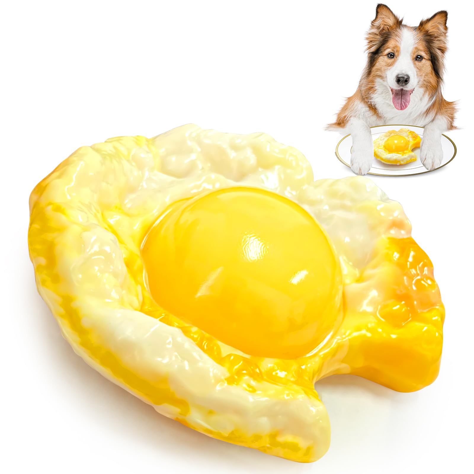 kachewlulu indestructible nylon dog chew toy in fried-egg shape for aggressive chewers
