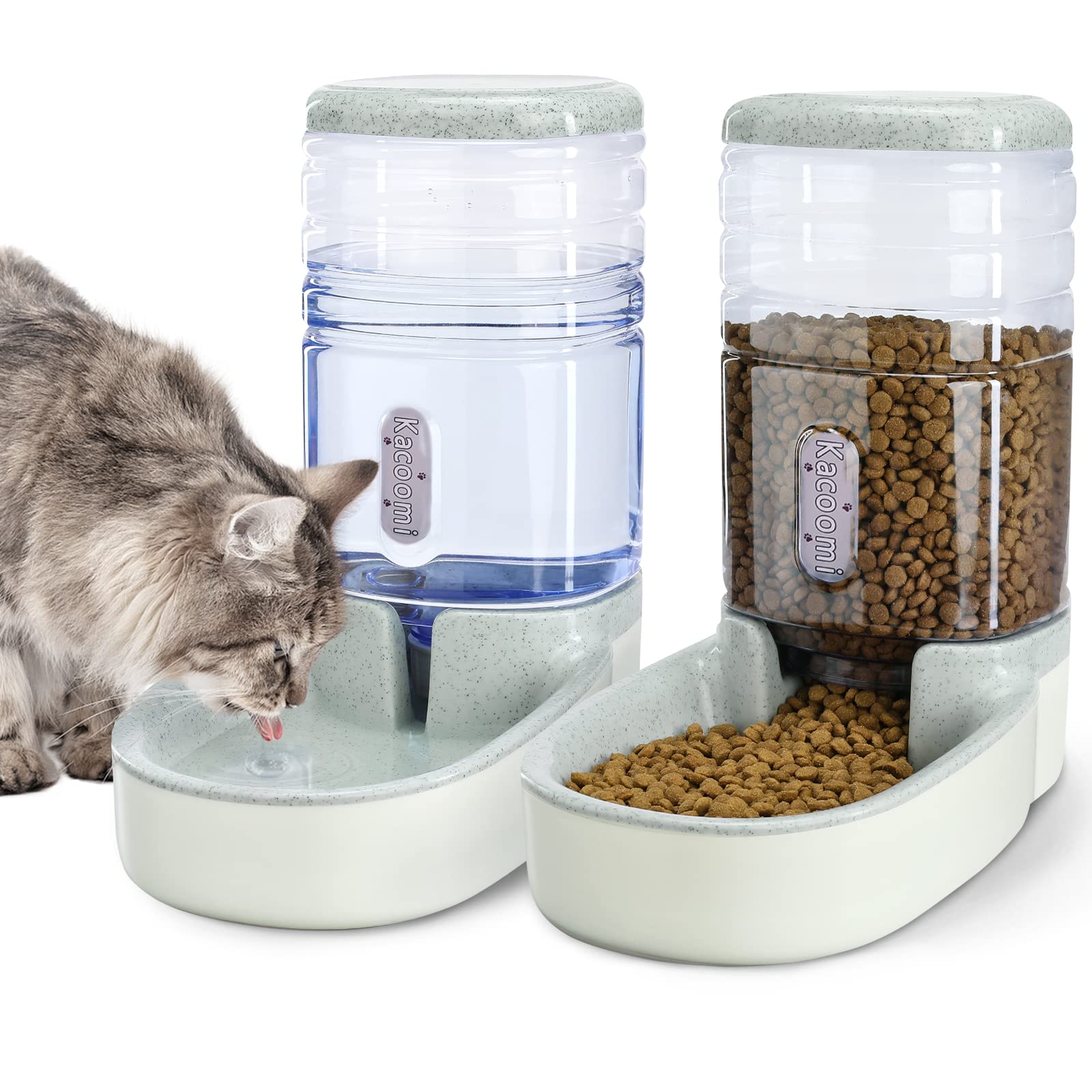 Kacoomi automatic feeder waterer front view for easy hands-off pet meals