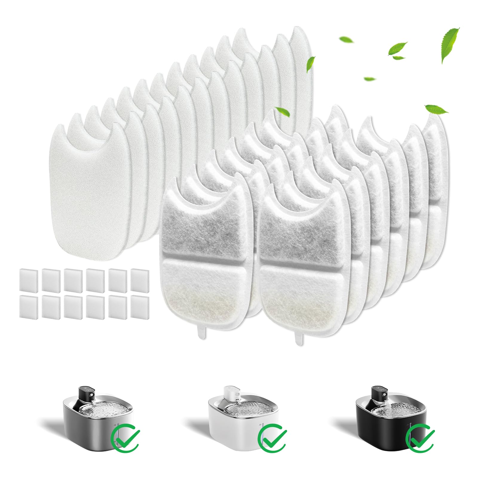 Kactoily 12-pack cat fountain filters keeps drinking water fresh and odor-free.