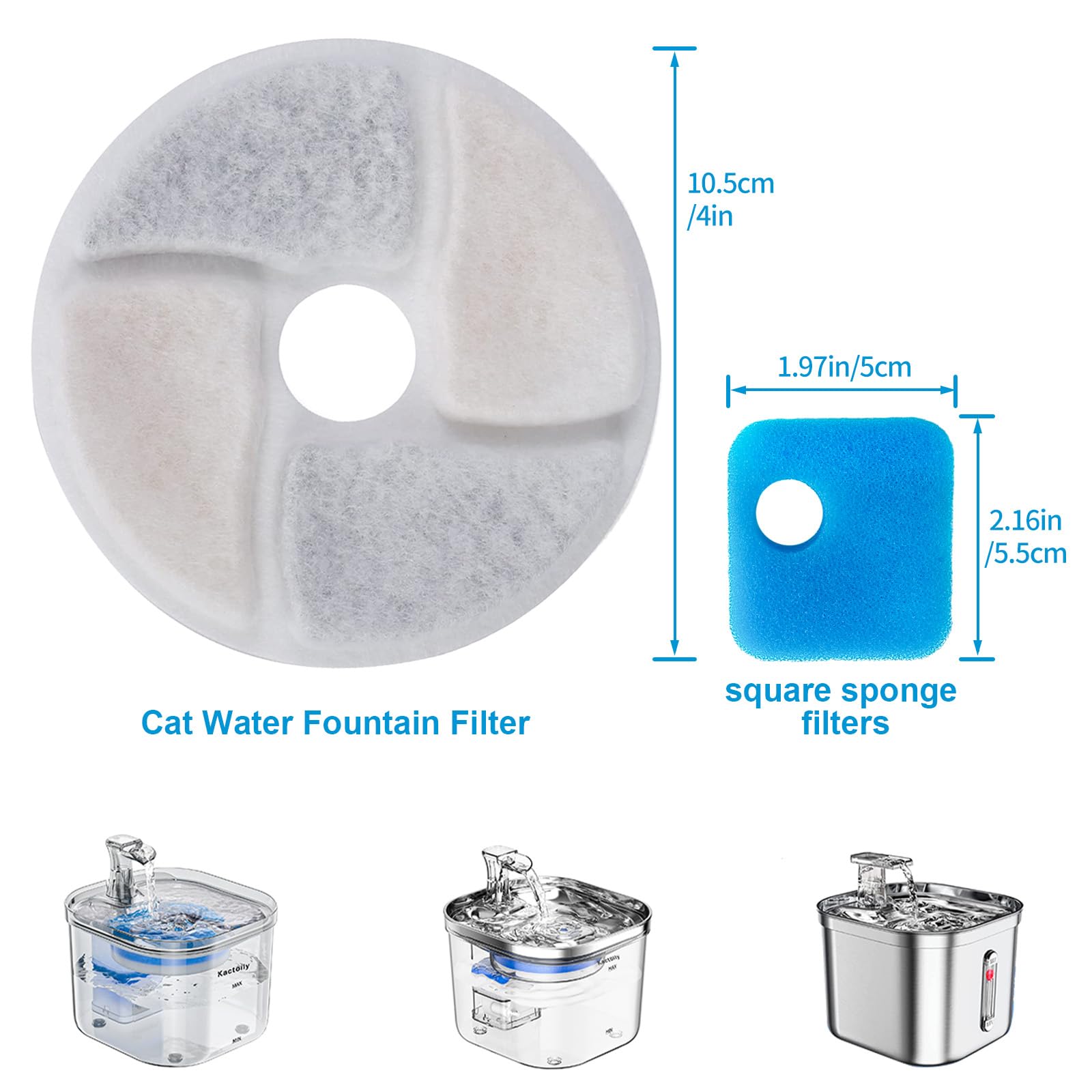 Kactoily square sponge filter 2.16x1.97-inch traps debris for smoother fountain flow