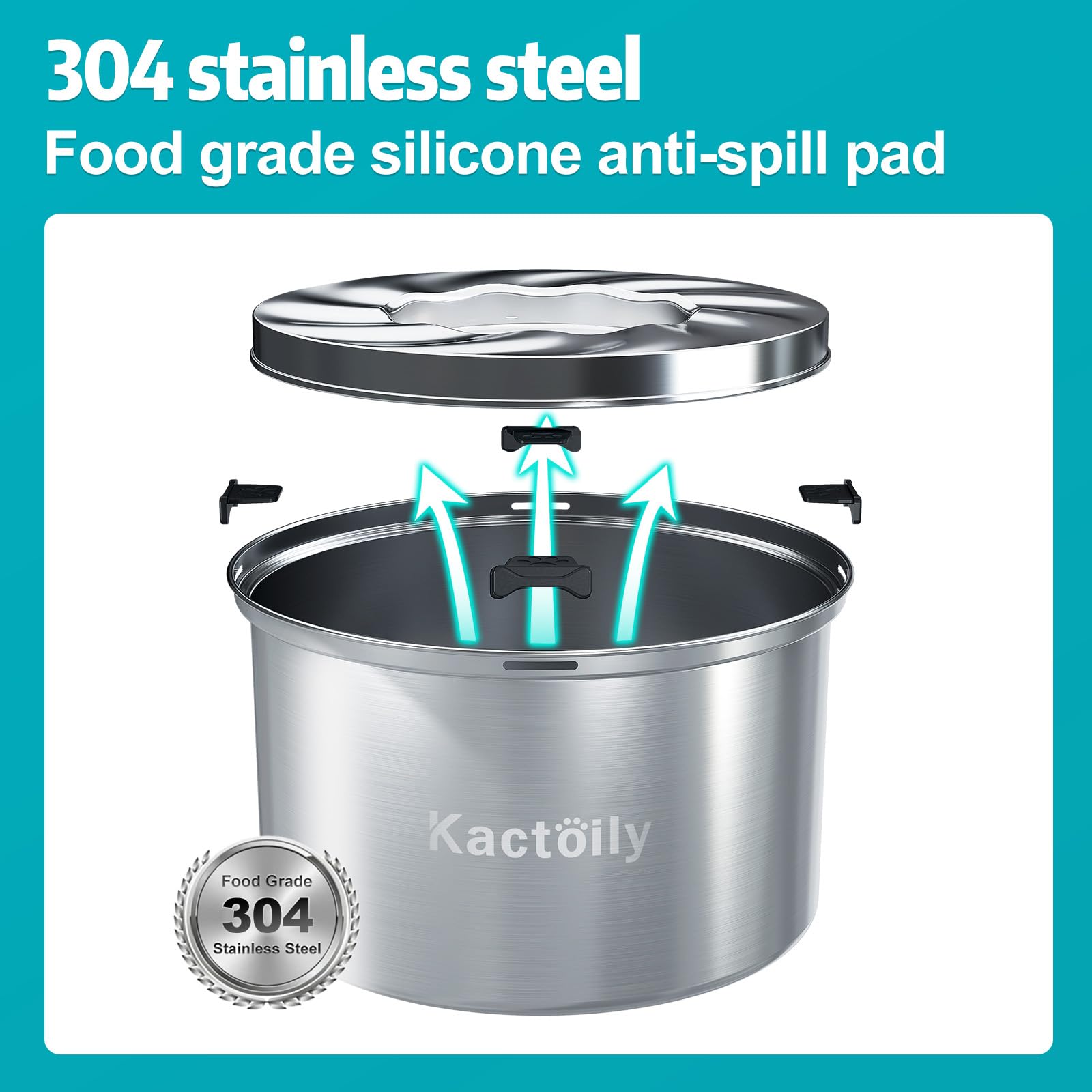 Kactoily dishwasher-safe stainless steel bowl cleans quickly after meals