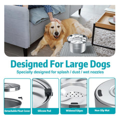 Kactoily spill-proof dog water bowl with floating disk reduces splashing.