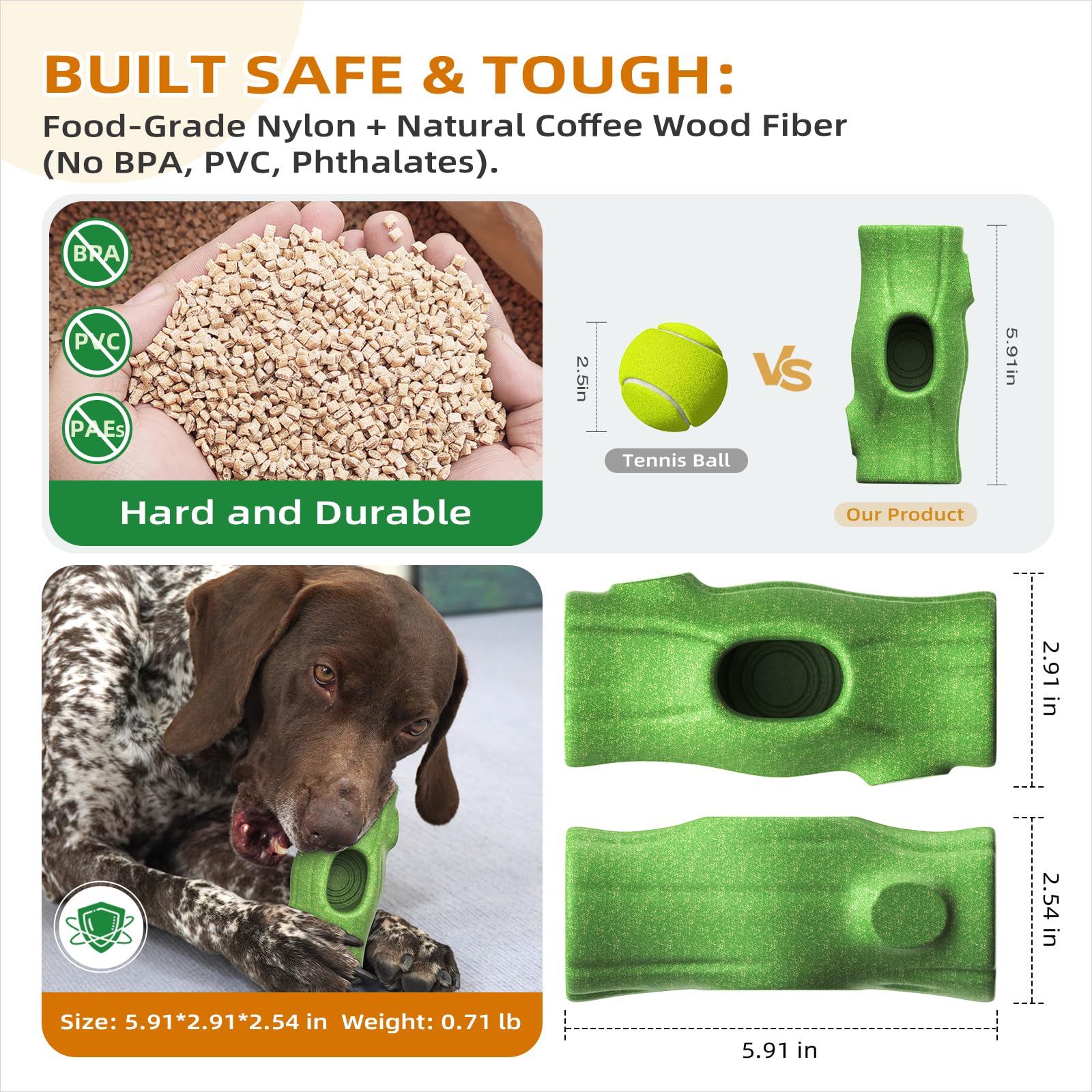 KADTC All-in-One 3in1 durable nylon texture closeup highlights safe heavy chewer appeal.