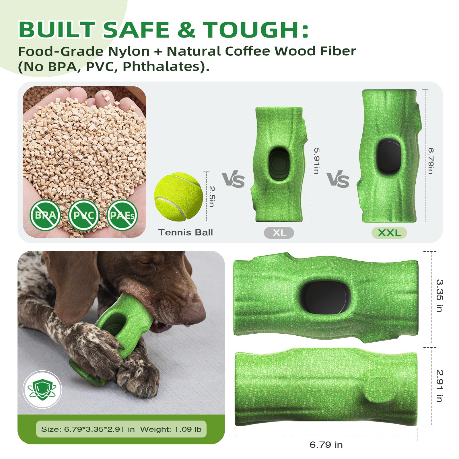 KADTC All in ONE safe BPA-free materials image highlights non-toxic chews for peace of mind