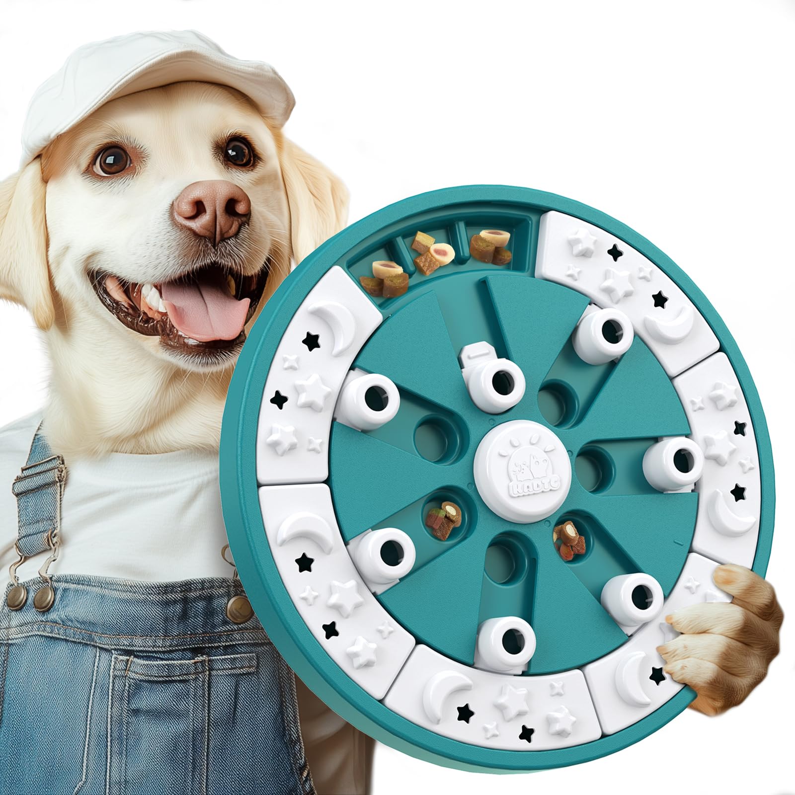 KADTC American dog puzzle toy with two levels of challenge boosts cognitive engagement.